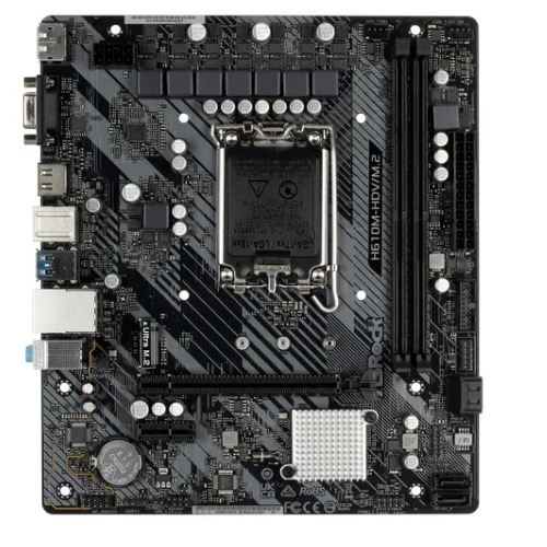 LGA 1700 Материнская плата Asrock H610M-HDV/M.2+ D5 2xDDR5 VGA+HDMI+DP