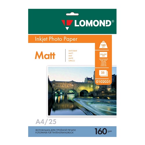 Бумага Lomond матовая 160г (100л) односторонняя