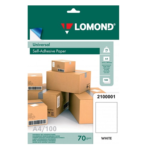 Бумага Lomond самоклеющаяся неделенная А4,50л. матовая 70 г/м