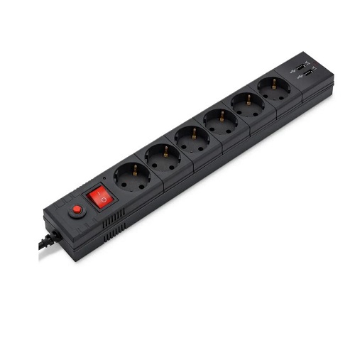 Сетевой фильтр 1.8м Buro BU-SP1.8_USB_2A-B (6 розеток)