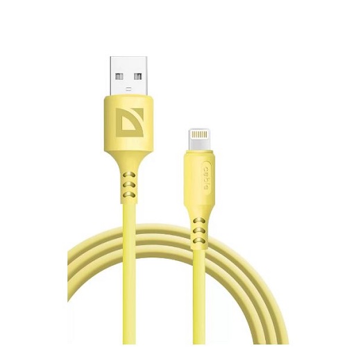 Кабель lightning 1м Defender F207 силикон, желтый