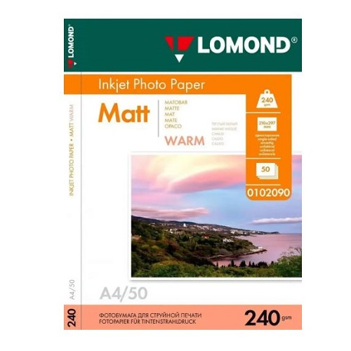 Бумага Lomond матовая 240г 50 листов (тепло-белый)
