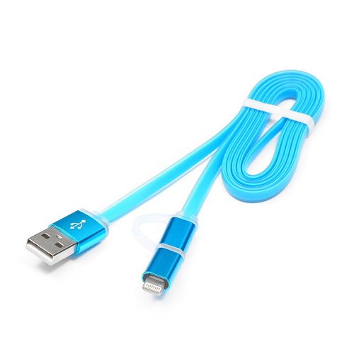 Кабель USB 2.0 A - micro B 5pin (m-m) - iPhone lightning, 1м, комбо кабель, алюминевый голубой Cablexpert