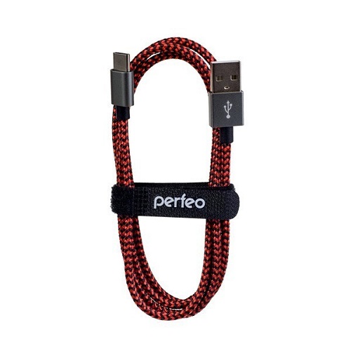 Кабель USB Type-C PERFEO 3м черно-красный
