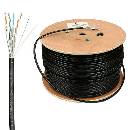 Кабель для внешней прокладки STP 4 pairs, cat.6E, CU  Hyperline 23AWG, solid