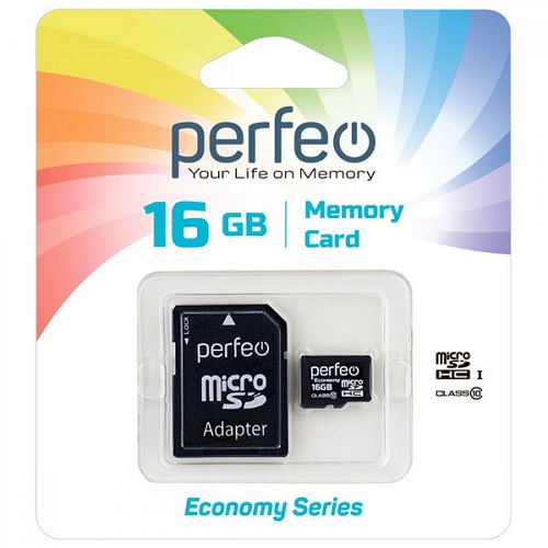 Карта памяти microSDHC 16Гб Perfeo