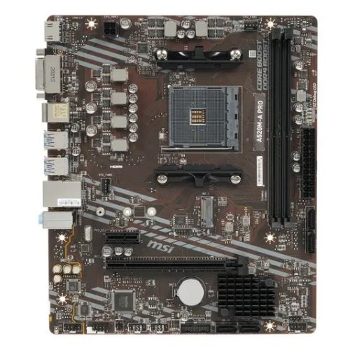 AM4 Материнская плата MSI A520M-A PRO 2xDDR4 RAID+DVI+HDMI