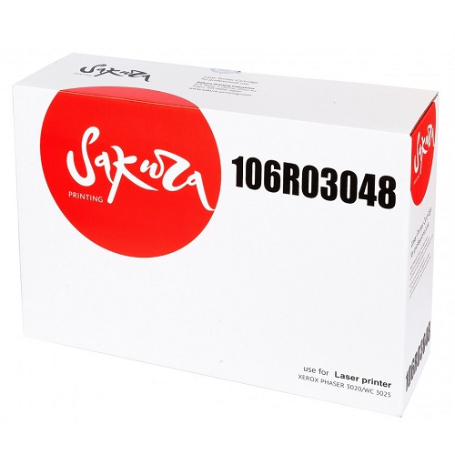 Картридж SAKURA 106R03048 для Xerox Phaser 3020, Xerox WorkCentre 3025, черный, 3000 к. (в комплекте 2 шт. SA106R02773, на 1 500 к.)