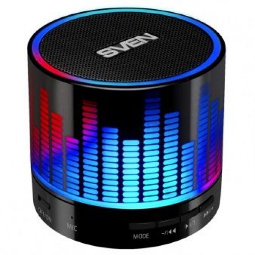 Колонки портативные 1.0 Sven PS-47 RMS 3W Bluetooth, микрофон, FM, USB, microSD, подсветка