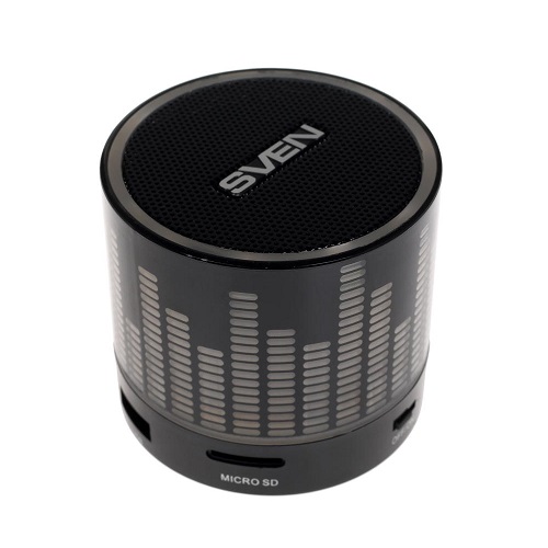 Колонки портативные 1.0 Sven PS-47 RMS 3W Bluetooth, микрофон, FM, USB, microSD, подсветка
