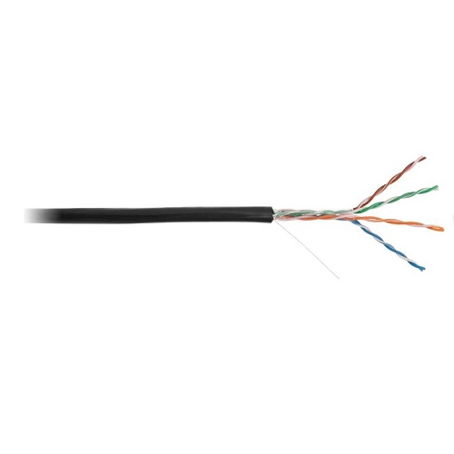 Кабель UTP 5e кат Netlan 4пары, внешний, медь, 0,47мм, 305м, одножильный, PE, черный EC-UU004-5E-PE-BK